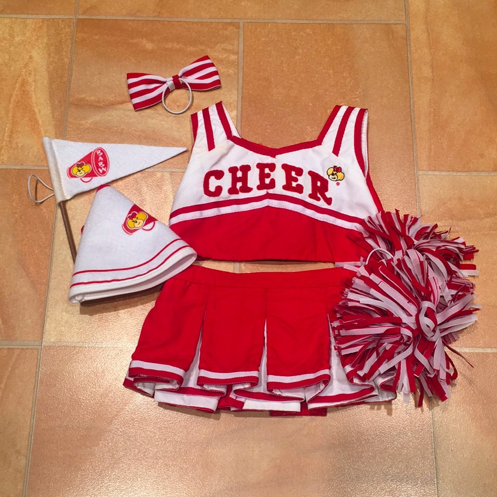 Build-A-Bear Red & White School Cheerleader Uniform Outfit Accessories Set